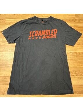 Scrambler Ducati T Shirt Men’s Large Black Red Logo Motorcycle Biker Tee